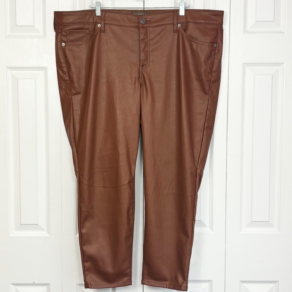 Torrid Brown Faux Leather High Rise Cropped Perfect Skinny Pants 22R